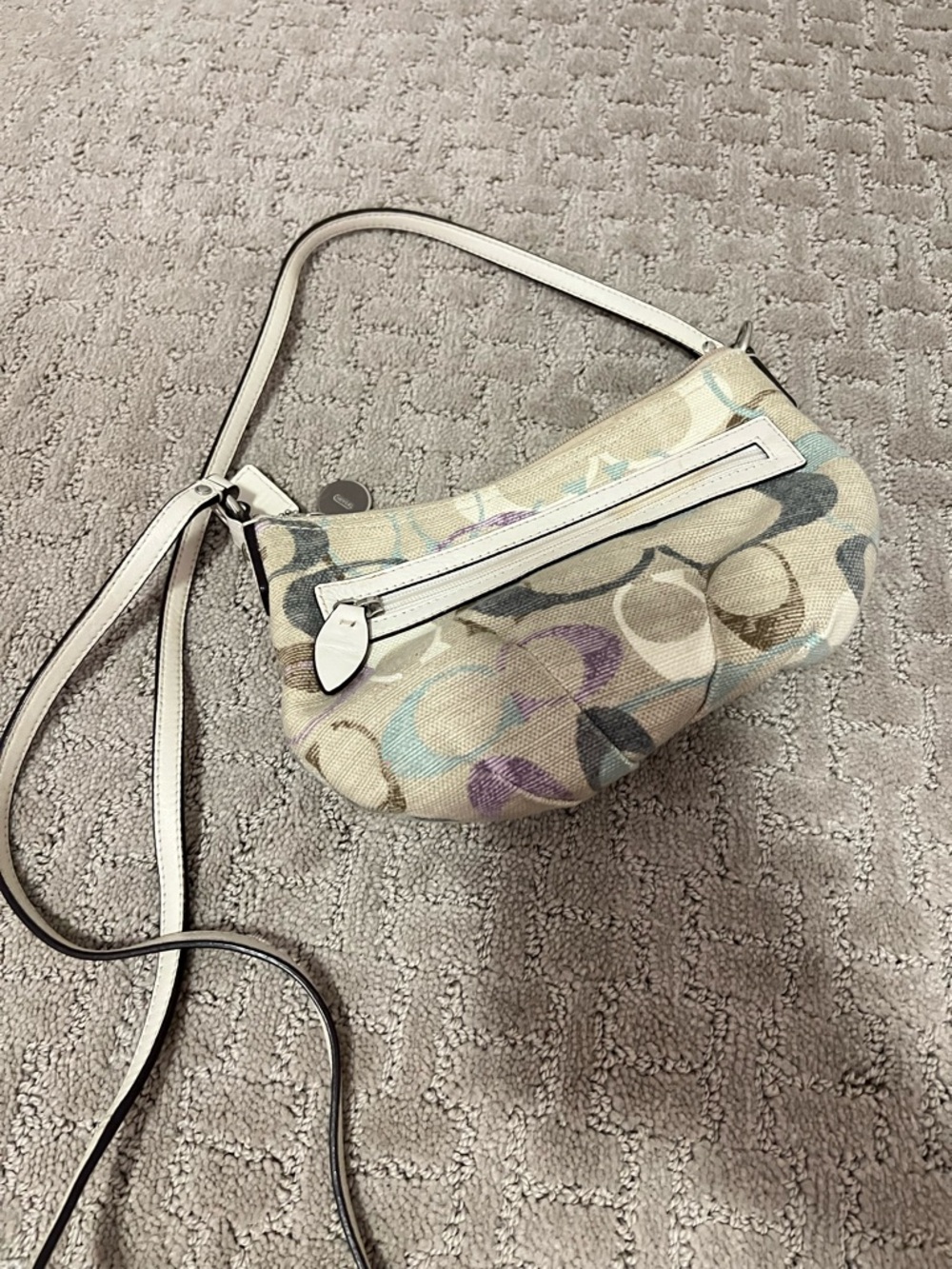Coach Crossbody Bag in Multi Cream with White Trim